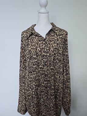 George Leopard Print Tunic Top - Tan and Black